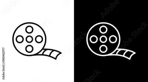 Film Roll White Icon Set Vector 