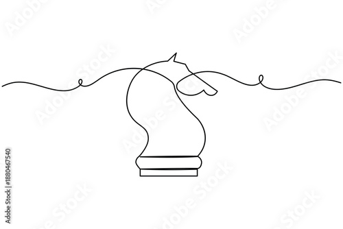 Business agile strategy chess icon continuous one line drawing on white background minimalist knight creative problem solver symbol outline vector illustration