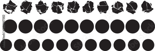 Abstract rock and circle shapes set vector illustration