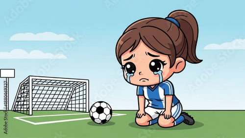Sad Crying Little Girl Soccer Player