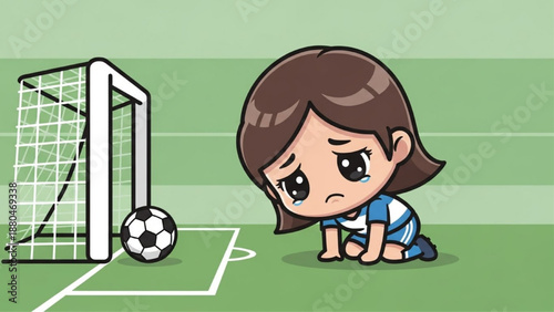 Sad Crying Little Girl Soccer Player