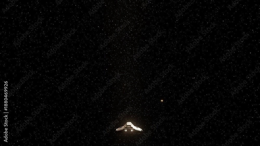 Fototapeta premium Spaceship in starry night sky