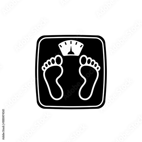 Bathroom Scale with Footprints Icon Illustration – Body Weight Measurement Symbol