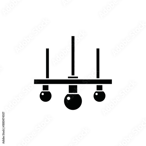 Modern Chandelier Light Fixture Icon Illustration – Ceiling Lamp Silhouette Symbol
