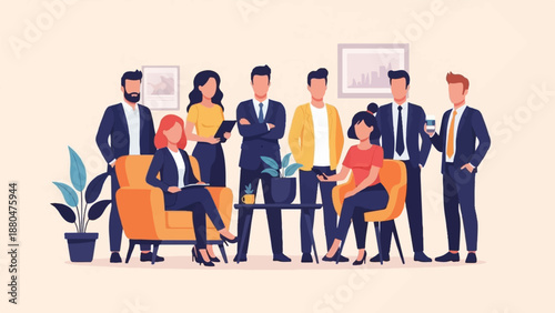 Diverse group of professionals in a modern office setting