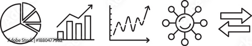 Outline charts and graphs icons for business data analysis report