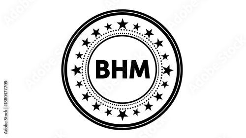 Bhm logo with stars and a circular design on a transparent background