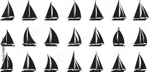 Sailboat silhouette collection for nautical and maritime design art
