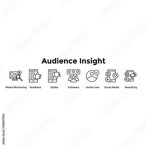 Audience Insight Banner Web Icon Vector Illustration Concept For Media Monitoring, Feedback, Dislike, Followers, Online User, Social Media, Marketing