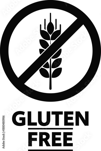 Gluten free diet and product label icon indicating absence of wheat grain