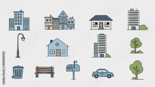 Collection of City Icons and Elements.
