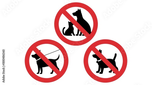 No pets allowed sign with dogs and cats prohibited icons