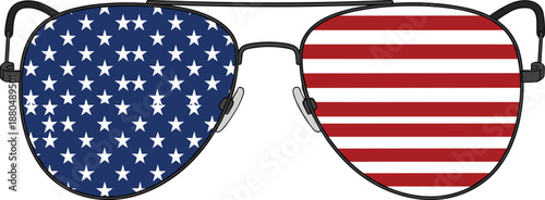 American flag aviator sunglasses vector illustration patriotic USA glasses with stars and stripes national colors