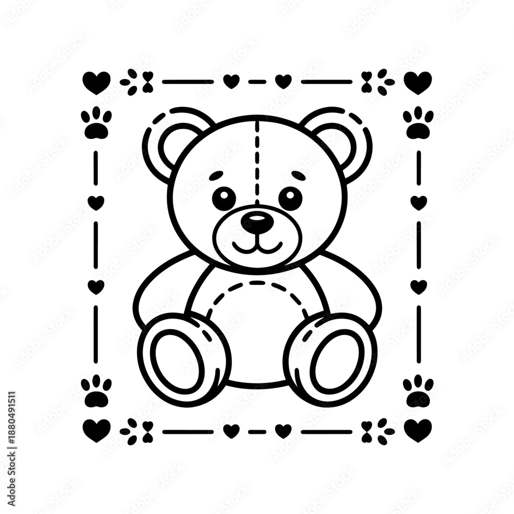 Obraz premium black frame with cute baby teddy bear