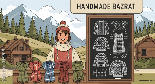 Handmade clothing vendor in mountain village
