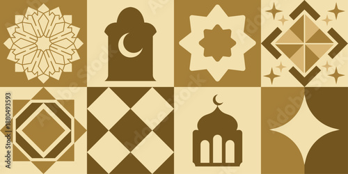 Collection of islamic icons, arabic pattern set