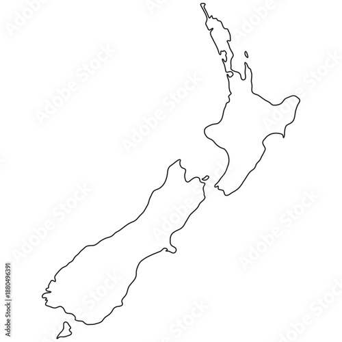 New Zealand outline map border islands for geographic and educational use