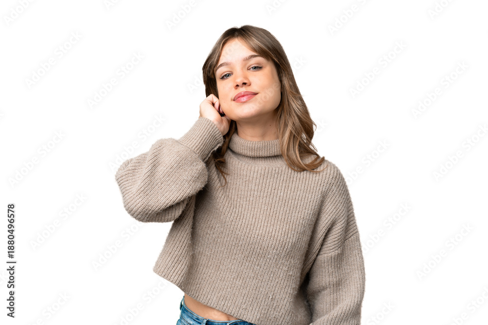 Obraz premium Young girl over isolated chroma key background laughing