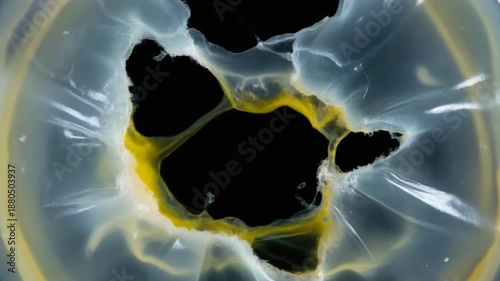 Shattered glass with yellow cracks spreading.