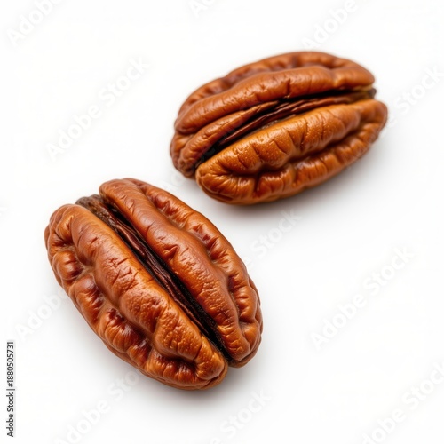 Closeup Rustic Pecans White Background