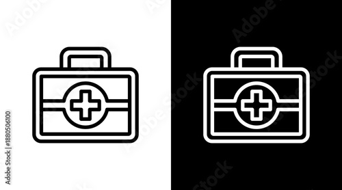 First Aid Kit  White Icon Set Design