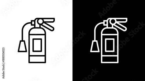 Fire Extinguisher  White Icon Set Design