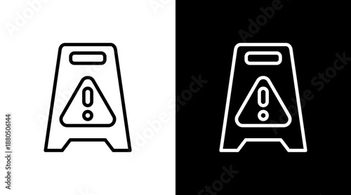 Wet Floor Sign  White Icon Set Design