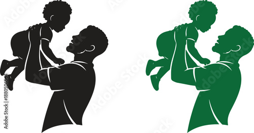 African American Father Lifting Child Silhouette Family Love Parenting Concept