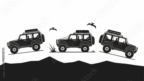 Off Road Vehicles Driving on Hills.