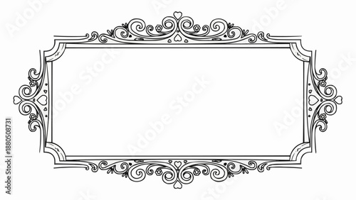 Ornate Decorative Vintage Frame with Swirls and Filigree.