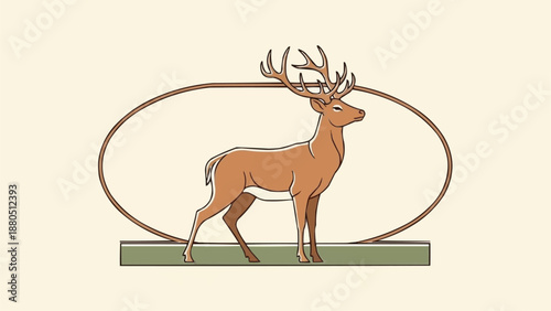 Majestic Stag with Antlers in Oval Frame.