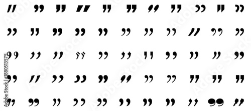 Quote marks icon set for text and speech, Quotation marks symbol collection, Speech quote marks outline icons, quote, quotes, marks, vector,