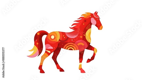 Stylized red horse illustration for chinese zodiac
