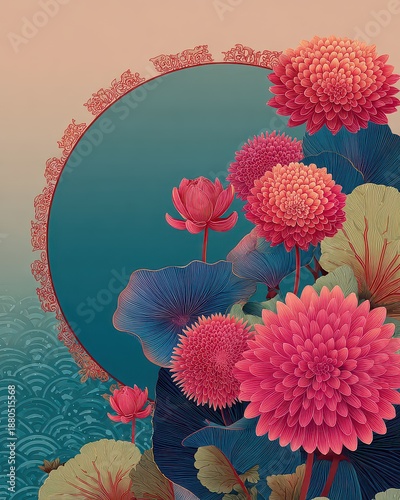 Vibrant Floral Arrangement with Lotus and Chrysanthemum in Pink Tones