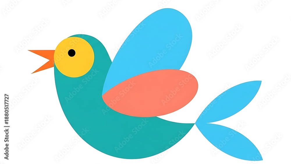 Obraz premium Geometric bird illustration with turquoise and orange colors