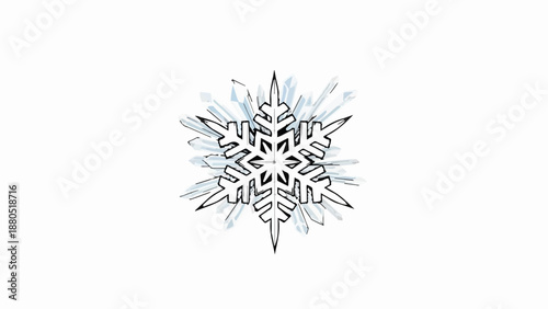 Intricate snowflake illustration with icy blue background accents