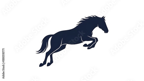 Jumping horse silhouette on white background for design