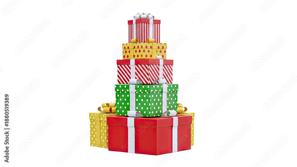 Obraz premium Stack of Colorful Gift Boxes with Ribbons