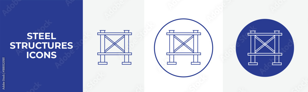 Fototapeta premium Steel structure icons set for industrial and architectural designs