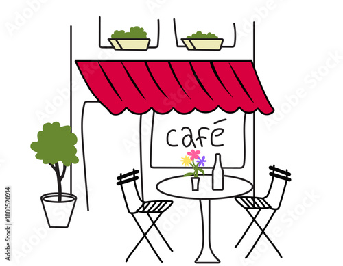 Cafe sketch art 2d style illustration