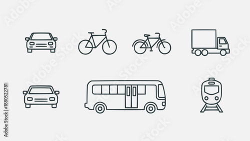 Collection of Transportation Icons Vector Art.