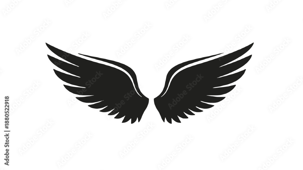 Fototapeta premium Elegant Curved Black Wings Icon for Branding