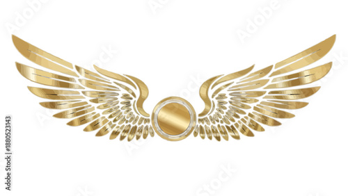 Luxury Golden Shield with Feathery Wings Emblem