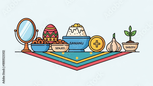 Traditional ukrainian easter still life with food eggs and symbols on colorful tablecloth
