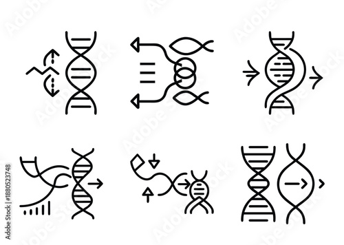 Schematic representation of molecular biology processes, focusing on DNA manipulations and interactions