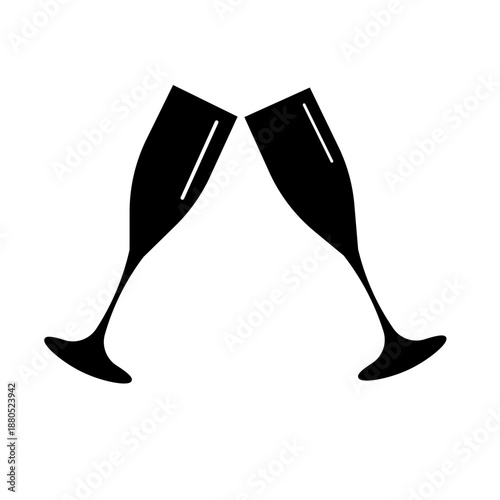 two champagne glasses clinking together,Champagne Glass Vector