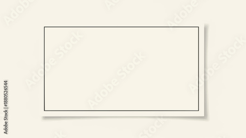 Minimalist Blank White Rectangle Frame on Beige Background.