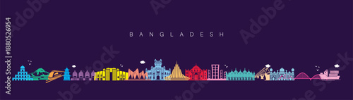 set of Bangladesh landmark  icons royalty free vectors illustration art for Logo, T shirt, banner, card design.world tourism day