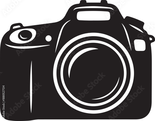 DSLR Camera Silhouette on White Background