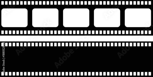 Blank film strip with perforations cinematic border for movie production and photography isolated on white background